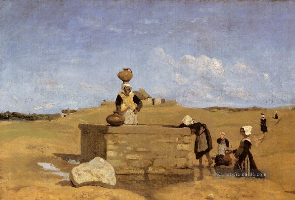 Breton Frauen am Brunnen plein air Romantik Jean Baptiste Camille Corot Ölgemälde